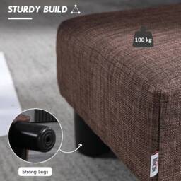 EONLION Fabric Footstool Ottoman Cube in Brown - Size: 100 cm - thumbnail 4