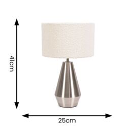ValueLights Jax Chrome Metal Dimmable Touch Table Lamp with Cream Boucle Shade & LED Bulb - thumbnail 6