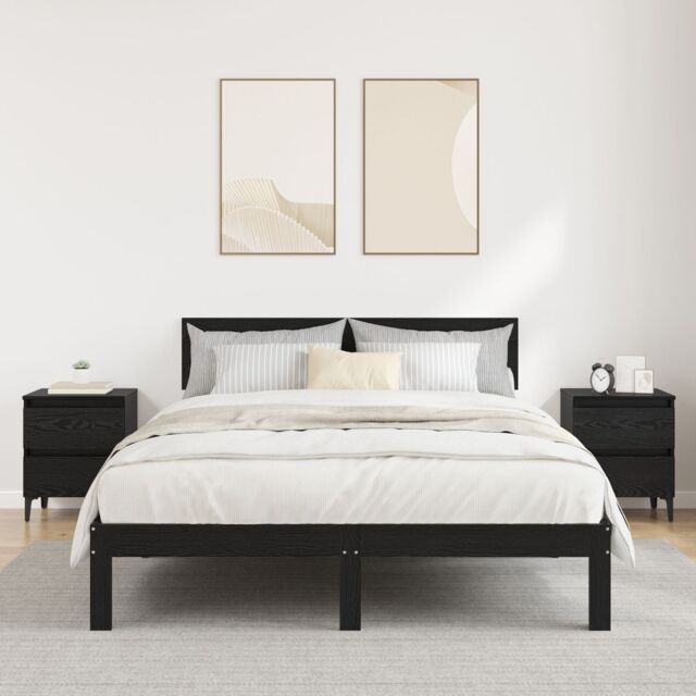 Berkfield Home Bed Cabinets 2 pcs Black Oak 40x35x50 cm Engineered Wood - Size: 40 x 35 x 50 cm - image 1