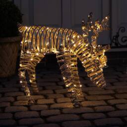 Charles Bentley Small Rattan Light Up Reindeer in Natural