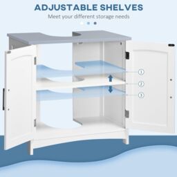 Kleankin Pedestal Under Sink Cabinet with Doors Bathroom Storage Vanity Unit in White - thumbnail 5