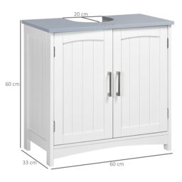 Kleankin Pedestal Under Sink Cabinet with Doors Bathroom Storage Vanity Unit in White - thumbnail 3