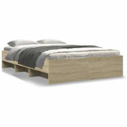 Berkfield Home Durable Bed Frame without Mattress Sonoma Oak 140x200 cm Engineer in Natural - thumbnail 3