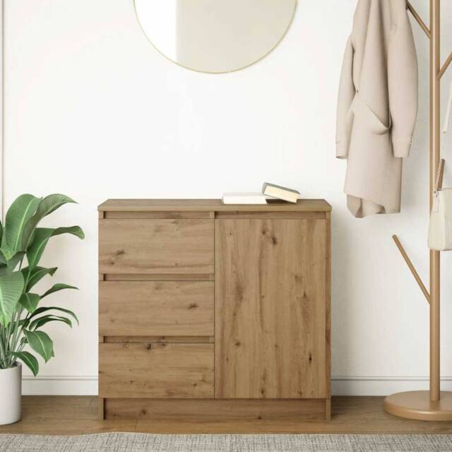 Berkfield Home Sideboard with Drawer Artisan Oak 71x35x65 cm Engineered Wood in Brown - Size: 71 x 35 x 65 cm - image 1