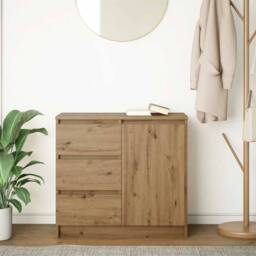 Berkfield Home Sideboard with Drawer Artisan Oak 71x35x65 cm Engineered Wood in Brown - Size: 71 x 35 x 65 cm - thumbnail 1
