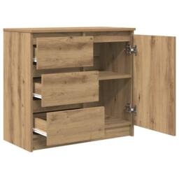 Berkfield Home Sideboard with Drawer Artisan Oak 71x35x65 cm Engineered Wood in Brown - Size: 71 x 35 x 65 cm - thumbnail 5