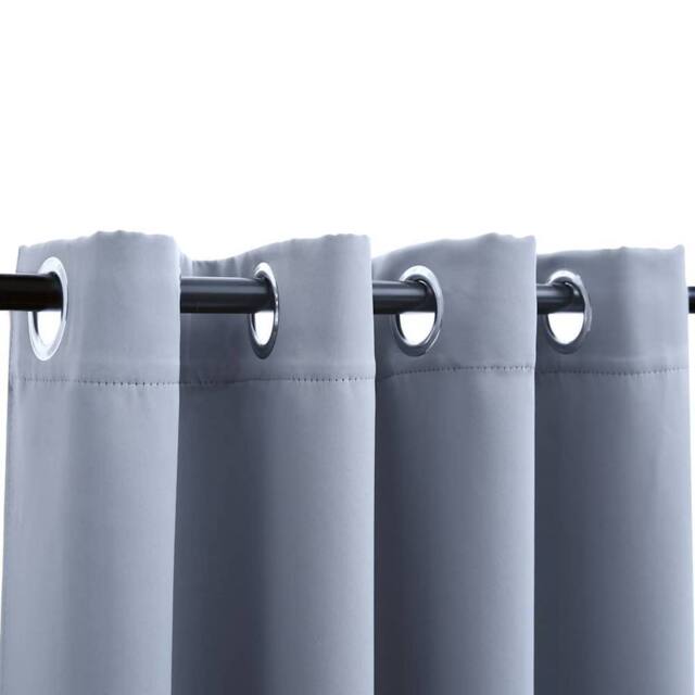 Berkfield Home Elegant Blackout Curtains with Metal Rings 2 pcs Grey 140x175 cm - image 1