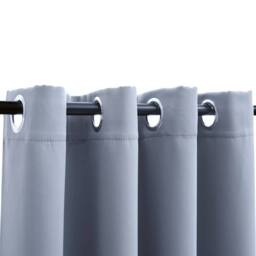Berkfield Home Elegant Blackout Curtains with Metal Rings 2 pcs Grey 140x175 cm - thumbnail 1