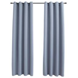 Berkfield Home Elegant Blackout Curtains with Metal Rings 2 pcs Grey 140x175 cm - thumbnail 3