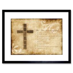 "Artery8 Ten Commandments 10 Cross Christian Quote 12x16"" Framed Wall Art Print in Beige - Size: W12"" x H16""" - thumbnail 1