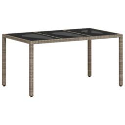 Berkfield Home Garden Table with Glass Top Light Grey 150x90x75 cm Poly Rattan - Size: 150 x 90 x 75 cm - thumbnail 3