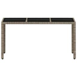 Berkfield Home Garden Table with Glass Top Light Grey 150x90x75 cm Poly Rattan - Size: 150 x 90 x 75 cm - thumbnail 5
