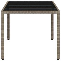 Berkfield Home Garden Table with Glass Top Light Grey 150x90x75 cm Poly Rattan - Size: 150 x 90 x 75 cm - thumbnail 6