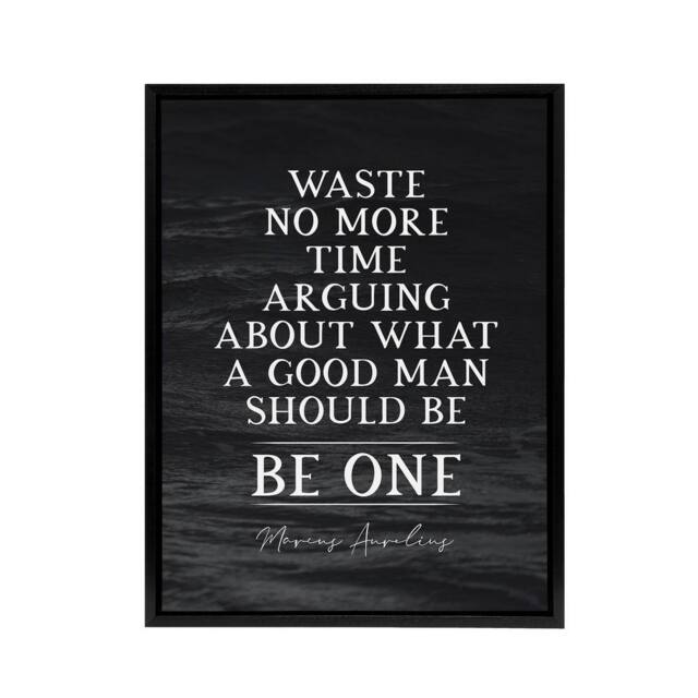 "Artery8 Slate Quote Marcus Aurelius Good Man Be One Framed Canvas Wall Art Print in Grey - Size: W12"" x H16""" - image 1