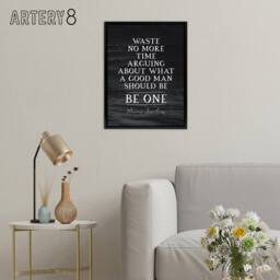 "Artery8 Slate Quote Marcus Aurelius Good Man Be One Framed Canvas Wall Art Print in Grey - Size: W12"" x H16""" - thumbnail 3