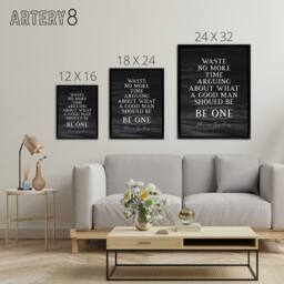 "Artery8 Slate Quote Marcus Aurelius Good Man Be One Framed Canvas Wall Art Print in Grey - Size: W12"" x H16""" - thumbnail 4