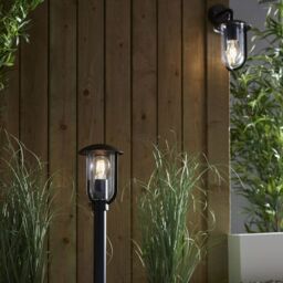 Loops Textured Black Outdoor Wall Light - Clear Shade - Classic Exterior Light Fitting - thumbnail 4