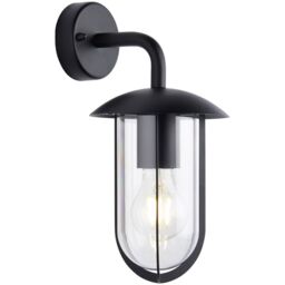 Loops Textured Black Outdoor Wall Light - Clear Shade - Classic Exterior Light Fitting - thumbnail 1