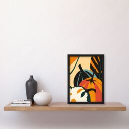 Artery8 Butternut Squash Pumpkin Abstract Painting Bold Framed Art Print in Orange - Size: A4 - thumbnail 4