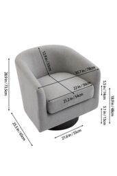 Living and Home Linen Swivel Accent Chair Armchair in Light Grey - thumbnail 2