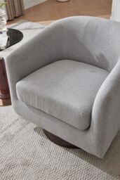 Living and Home Linen Swivel Accent Chair Armchair in Light Grey - thumbnail 7