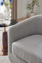 Living and Home Linen Swivel Accent Chair Armchair in Light Grey - thumbnail 8