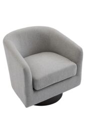 Living and Home Linen Swivel Accent Chair Armchair in Light Grey - thumbnail 4