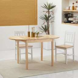 HOMCOM Foldable Dining Table, Solid Wood Drop Leaf Table, Natural - thumbnail 1