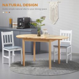 HOMCOM Foldable Dining Table, Solid Wood Drop Leaf Table, Natural - thumbnail 4