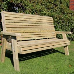 Churnet Valley Garden Furniture Ltd Ergonomic 3 Seat Bench, Wooden Garden Furniture - Fully Assembled in Brown - thumbnail 3