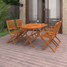 Berkfield Home 5 Piece Garden Dining Set Solid Acacia Wood in Brown - thumbnail 1