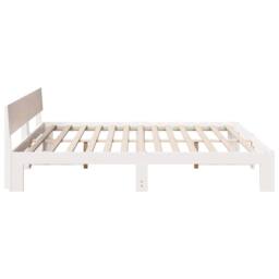 Berkfield Home White Bed Frame with Headboard White 200x200 cm Solid Pine Wood - thumbnail 6