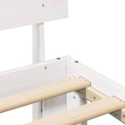 Berkfield Home White Bed Frame with Headboard White 200x200 cm Solid Pine Wood - thumbnail 8