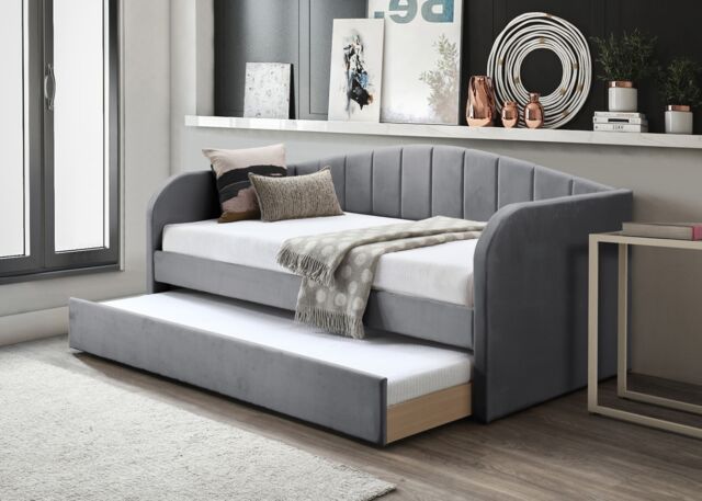 Flintshire Furniture Ltd Fabric Day Bed with pull out bed in Grey - Size: Single - image 1