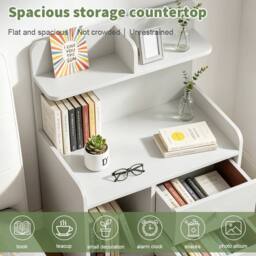 FLAVORA Modern Bedside Table Drawers Cabinet Bedroom in White - Size: 0.6m2 - thumbnail 6