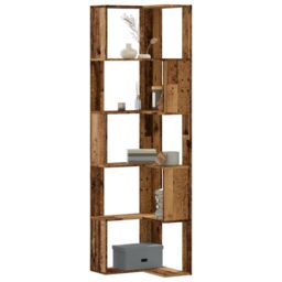Berkfield Home Corner Bookcase 5-Tier Old Wood 50x50x179 cm Engineered Wood in Brown - Size: 50 x 50 x 179 cm - thumbnail 1