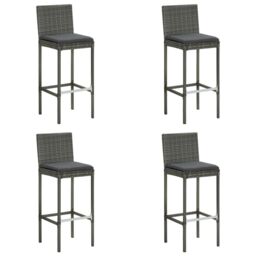 Berkfield Home 5 Piece Garden Bar Set with Cushions Poly Rattan Grey - thumbnail 5
