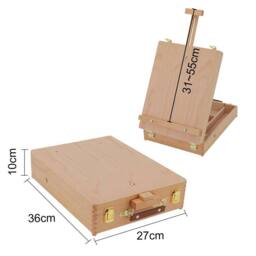 Nordara Portable Wooden Artist Easel Sketch Box Table Desk Drawer in Natural - thumbnail 2