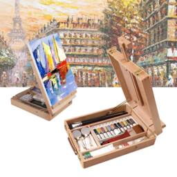 Nordara Portable Wooden Artist Easel Sketch Box Table Desk Drawer in Natural - thumbnail 3