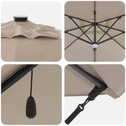 Berkfield Home Modern Cantilever Umbrella - Taupe Taupe Fabric Large Height-Adju - thumbnail 9