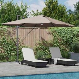 Berkfield Home Modern Cantilever Umbrella - Taupe Taupe Fabric Large Height-Adju - thumbnail 2