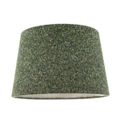 Happy Homewares Forest & Sage Green Textured Wool Fabric Lamp Shade with Cream Inner in Dark Green - Size: 12 inches - thumbnail 1