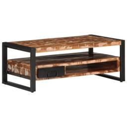 Berkfield Home Coffee Table Multicolour 90x50x36 cm Solid Wood Reclaimed - Size: 90 x 50 x 36 cm