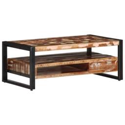 Berkfield Home Coffee Table Multicolour 90x50x36 cm Solid Wood Reclaimed - Size: 90 x 50 x 36 cm - thumbnail 6