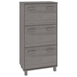Berkfield Home Shoe Cabinet HAMAR Light Grey 59.5x35x117 cm Solid Wood Pine - thumbnail 2