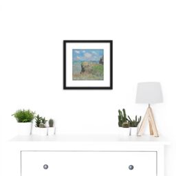 Artery8 Claude Monet Cliff Walk At Pourville 8X8 Inch Square Wooden Framed Wall Art Print Picture with Mount in Black - thumbnail 2