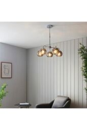 Netlighting Dimple Multi Arm Glass Pendant Ceiling Lamp Chrome Plate Smoked Mirror Glass in Grey - thumbnail 3