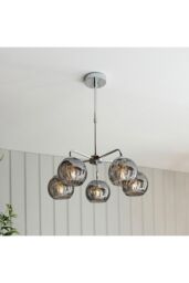 Netlighting Dimple Multi Arm Glass Pendant Ceiling Lamp Chrome Plate Smoked Mirror Glass in Grey - thumbnail 2