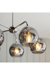 Netlighting Dimple Multi Arm Glass Pendant Ceiling Lamp Chrome Plate Smoked Mirror Glass in Grey - thumbnail 6