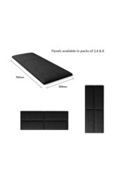 Aspire EasyMount Wall Mounted Upholstered Panels, Modular DIY Headboard in Malham Weave Fabric (Pack of 8) in Black - thumbnail 5
